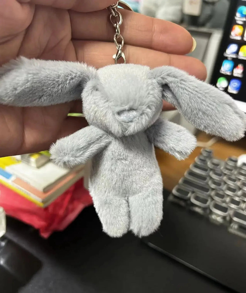 Stuffed Animals Cute Cartoon Rabbit Keychain Love Pompom Trinket Toy Girl Bag Car Keychain Mobile Phone Pendant Jewelry Gift Econic Blanks