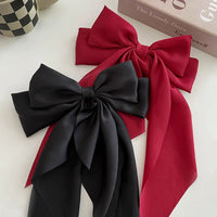 Korean Accessories Hair Clips for Women Girls Big Bowknot Solid Satin Long Ribbon Bows Spring Clamp Barette Cheveux Femme 2023 Quick Pick Grocers