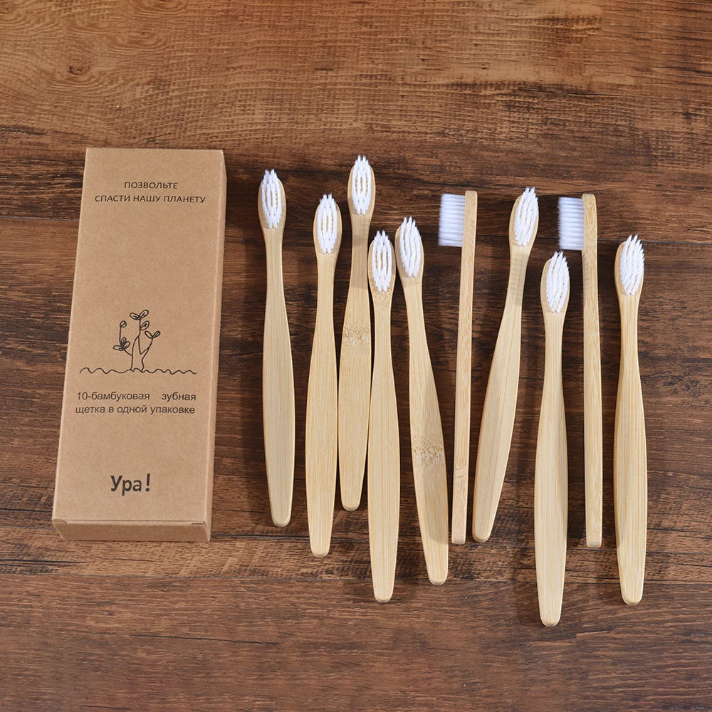 10Pcs Colorful Toothbrush Natural Bamboo Tooth Brush Sets Soft Bristle Charcoal Teeth Eco Bamboo Toothbrushes Dental Oral Care Econic Blanks