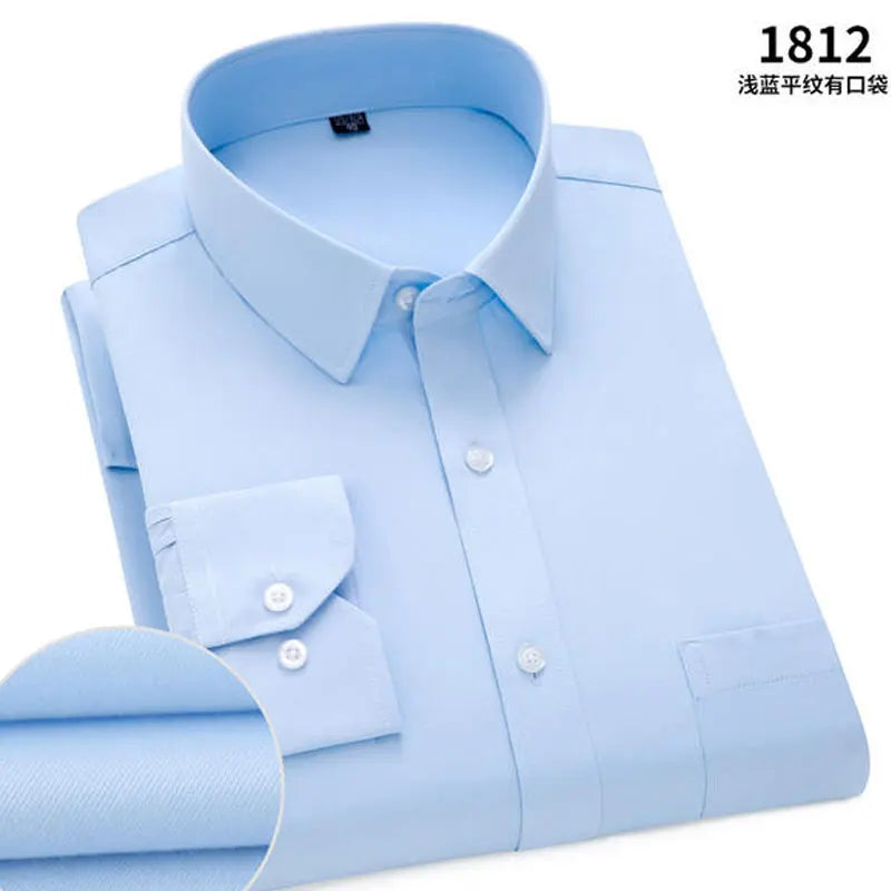 Spring New Men's Striped long-sleeved Shirt Non-ironing Anti-wrinkle Comfortable Breathable Business Casual Fashion Slim Fit Quick Pick Grocers