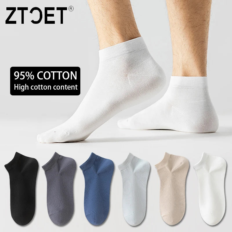 6Pairs High Quality Men Combed Cotton Socks Short Breathable Odor proof and antibacterial Business Spring Summer for Male sock Quick Pick Grocers