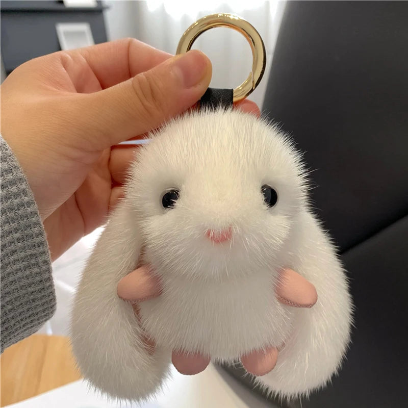 ZAKOL 15cm Fluffy Rabbit Fur Pompon Bunny Keychain Soft Cute Rabbit Toy Key Chain Bag Decoration Accessories Gift for Girls Quick Pick Grocers