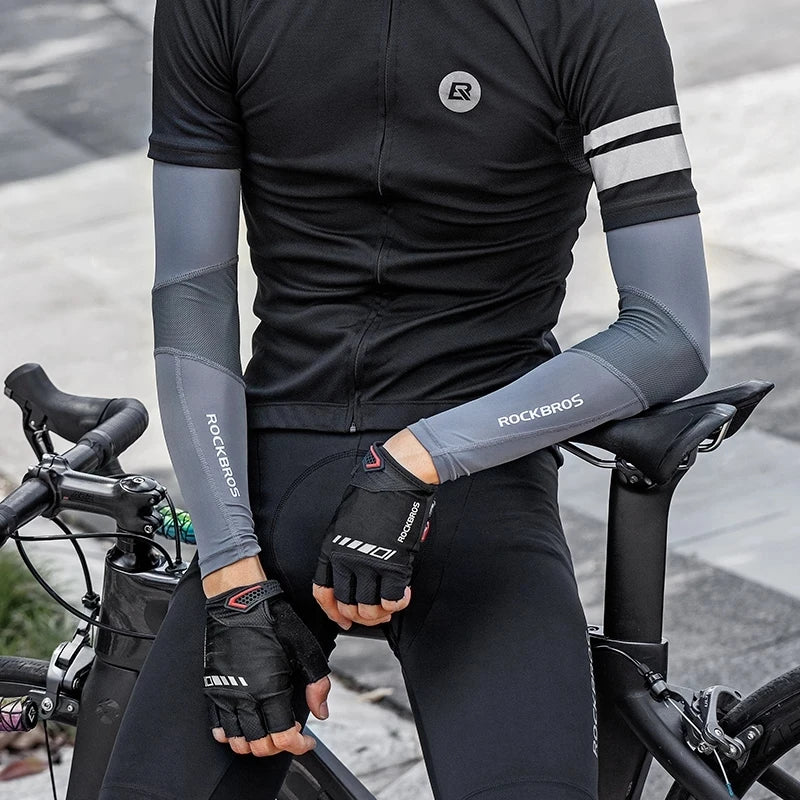 ROCKBROS  Arm Sleeve Breathable Quick Dry UV Protection Cycling Sport Sleeve Ice Fabric Sunscreen Sports Wear Fitness Arm Sleeve Quick Pick Grocers