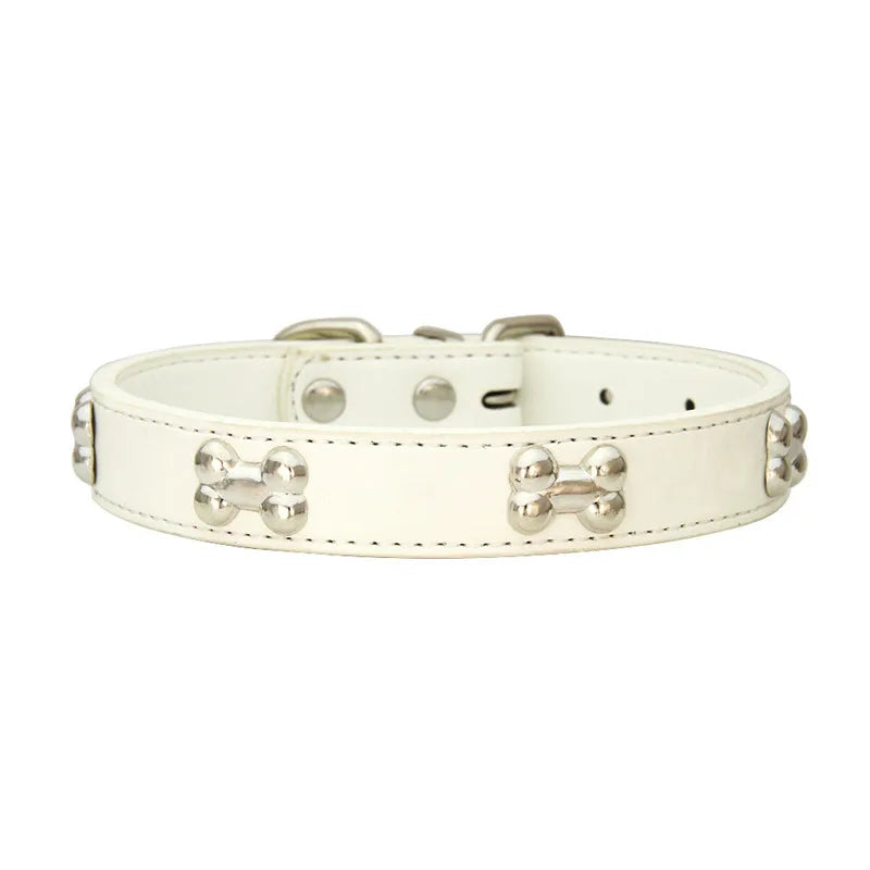 Bone Leather Durable Pet Dog Collars Puppy Pug Collars for Small Large Dog Chihuahua Cat Accessories Pet Collar for Small Dogs Quick Pick Grocers