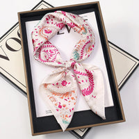 Bohemian Style Print Luxury Brand Silk Square Scarf Women Satin Shawls Neckerchief Wrap Scarves Bandana Hair Hjiab Floral Quick Pick Grocers