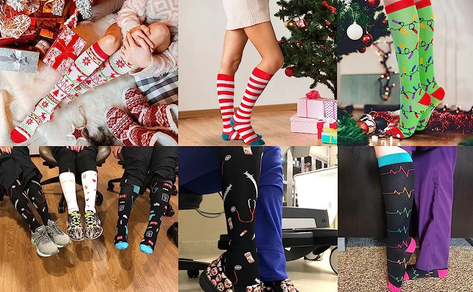 58 Styles 3 Pairs/Pack Compression Socks Knee High 30MmHg  Women Men Sports Socks Edema Diabetes Varicose Veins Running Socks Quick Pick Grocers