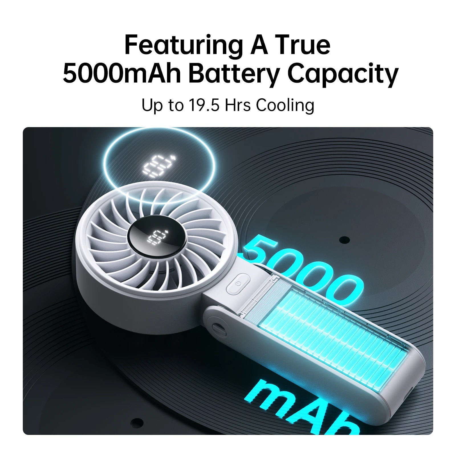 JISULIFE Portable Handheld Fan with LED Display,5 Speeds,5000mAh,150°Folded,3-IN-1 Hand/Desk/Neck Multifunction Personal Fan Quick Pick Grocers
