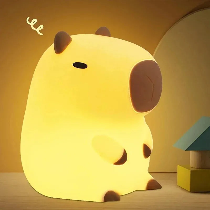 Cute Pet Capybara Night Light Cartoon Silicone Creative Bedside Sleep Night Lamp For Room Decor Birthday gift clearance sale Quick Pick Grocers