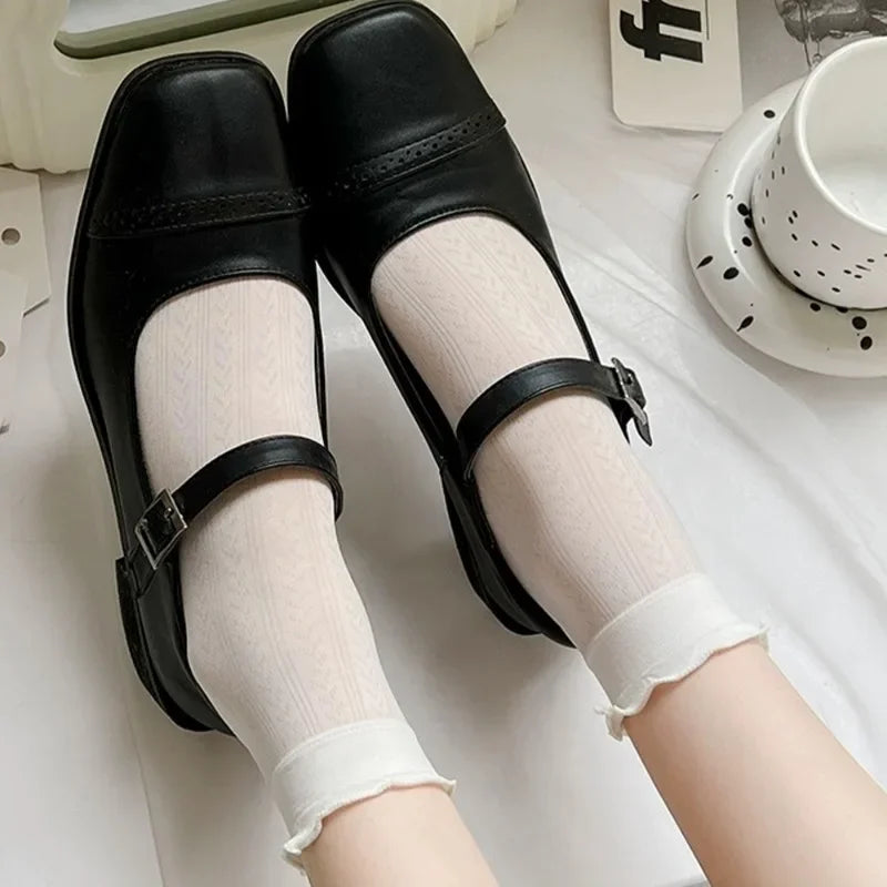 3pairs Summer Lace Bow Mesh Thin Low Tube Socks for Women Lolita Cute Aesthetic Black White JK Short Stockings New Fashion Socks Quick Pick Grocers