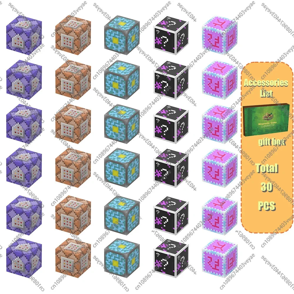Magnetic Building Blocks Mine World Magnet Cube Set for Boy Girl Kid Age 3+ DIY Model Children Stem STEM Sensory Toy Gift Econic Blanks