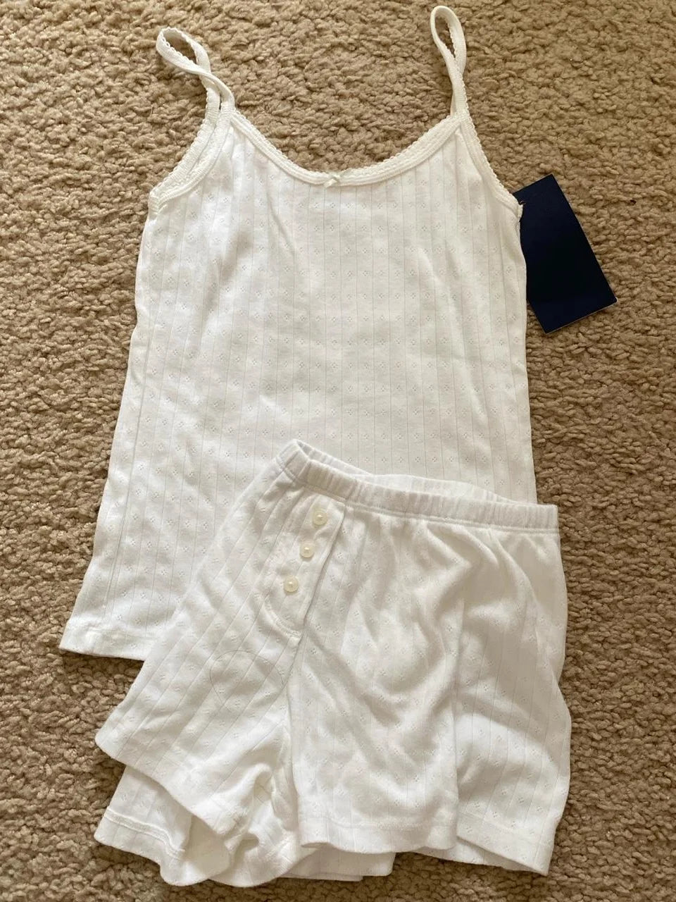 Strawberry Vest Shorts 2 Pieces Set Woman Eyelet Bow Slim Tank Top with Elastic Waist Patchwork Straight Short Pant Sweet Sets Quick Pick Grocers