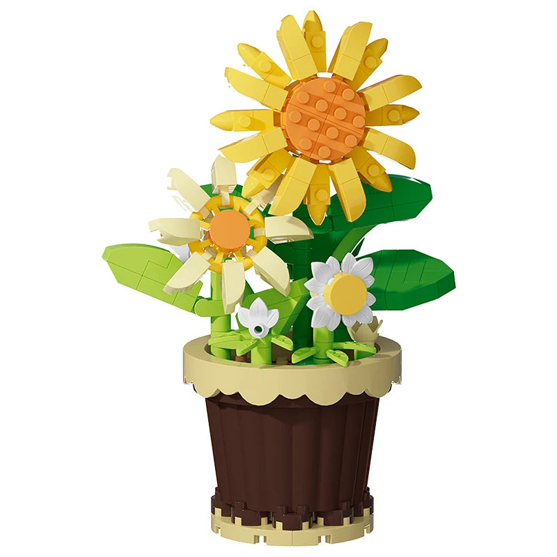 Building block flower potted plant assembly toy decoration micro particle plant potted plant children's toy gift Econic Blanks