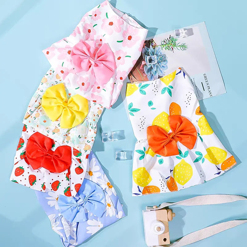 Dog Princess Dress Summer Kitten Pet Skirt Cute Printed Bow Lace Dog Dresses for Small Medium Puppies Poodle Chihuahua Apparel Quick Pick Grocers