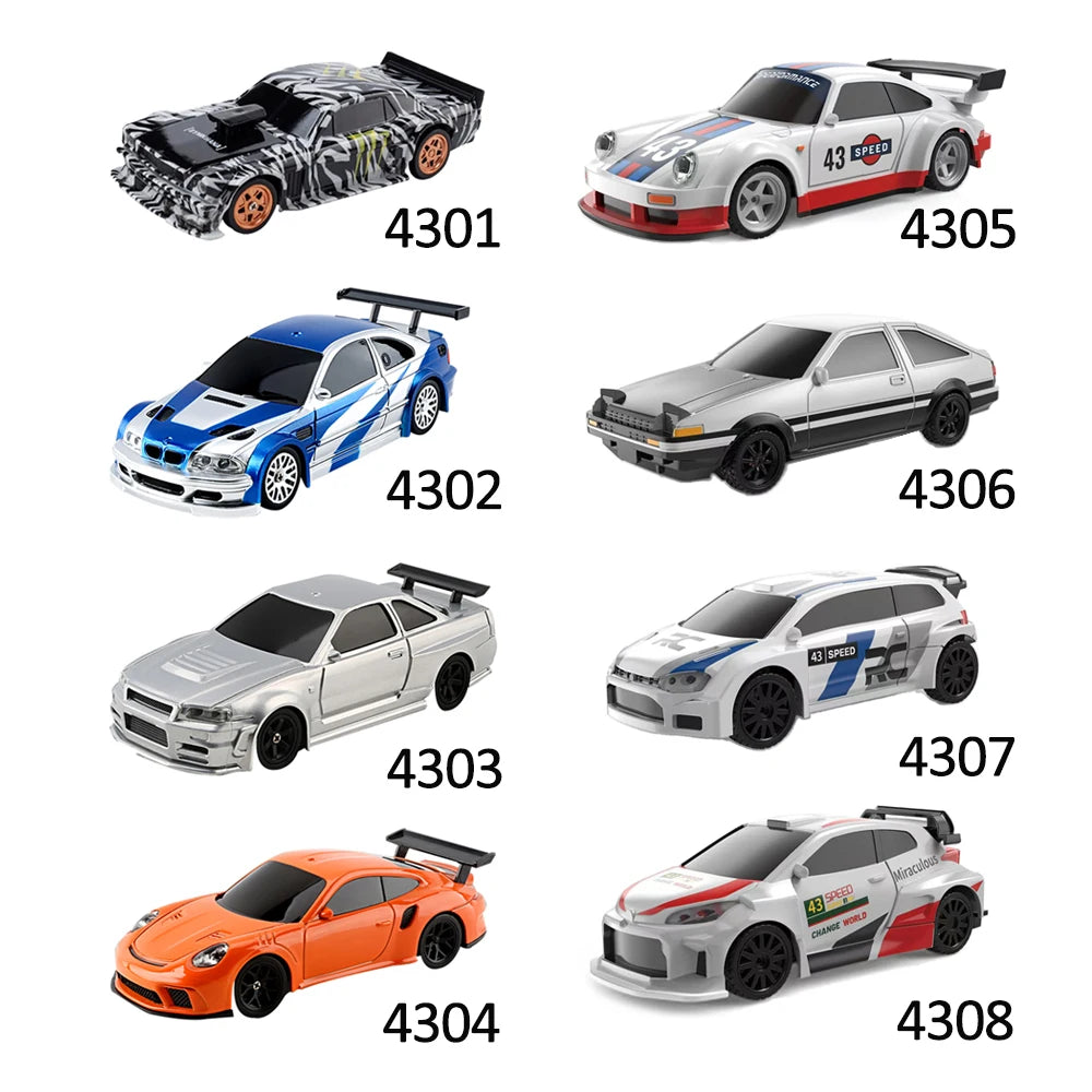 Upgraded Gyro 1/43 RC Drifting Car Racing RTR 4WD High Speed Radio Control Model 2.4G Drift Race Vehicle Mini Gifts Econic Blanks
