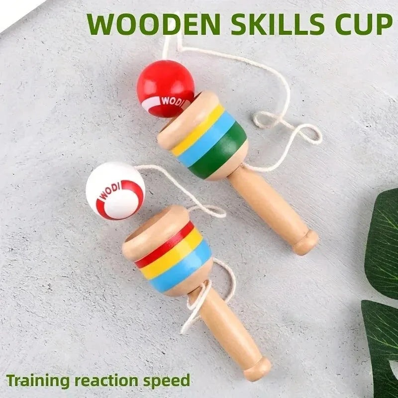 Montessori Toy Wooden Skill Sword Cup Develop Intelligence Smooth Toys Educational Traditional Games Toys Throw and Catch Ball Econic Blanks