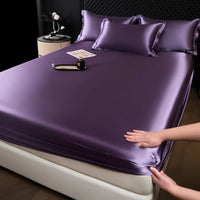 Solid Color Fashion Satin Fitted Sheet Rayon Mattress Cover with Elastic Band Bed Sheet for Bedding 140x200 160x200 Quick Pick Grocers
