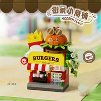 Library Candy Store Street View Coffee Pet Bread Flower Hamburger Small Shop City Building Blocks Fun Street Store Toys Quick Pick Grocers