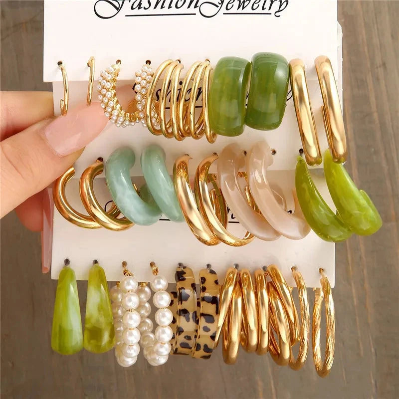 Modyle Gold Color Dangle Earrings Set Butterfly Acrylic Hollow Drop Earrings for Women Heart Hoop Earring Fashion Jewelry Gifts Econic Blanks