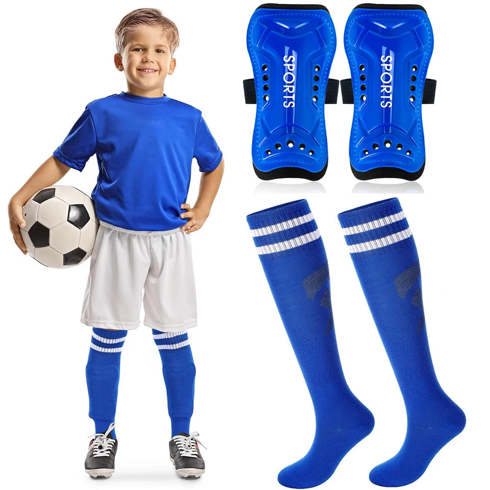 Loogdeel 2 Pair Soccer Shin Guards and Socks for Toddler Kids Youth, Lightweight Soccer Shin Pads Protective Defender Gear Quick Pick Grocers