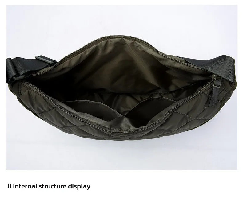 Waist Half Moon Belt Bag Solid Color Crossbody Bag Large Capacity Shoulder Bags Portable Nylon Plaid Travel Bags for Commuting Quick Pick Grocers