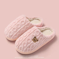 Winter Fluffy Shoes Women Cotton Slippers Cartoon Bear Thick Sole Warm Slides Men Female Couple House Indoor Plush Flat Shoes Purest Peak