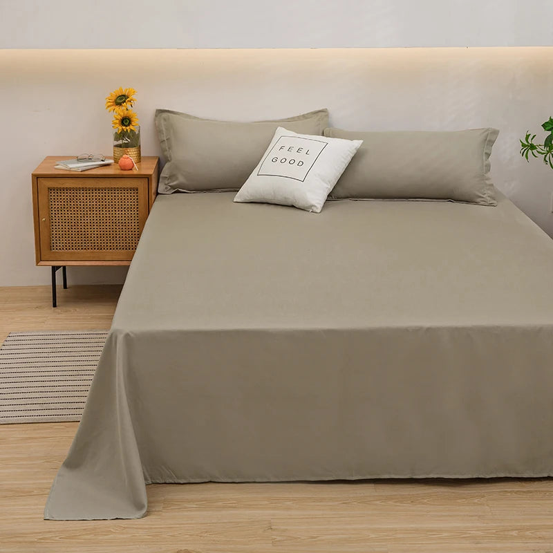 One solid color simple sheet Machine washable single double bed linen Student dormitory sheet (pillowcase not included) Quick Pick Grocers