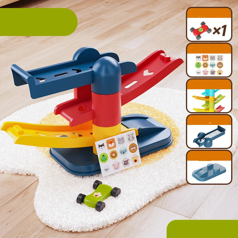 Children's Games Gliding Track Car 2 to 5 Years Inertia Toy Multi Layer Cartoon Puzzle Slide Car Roller Coaster Racing Toys Quick Pick Grocers