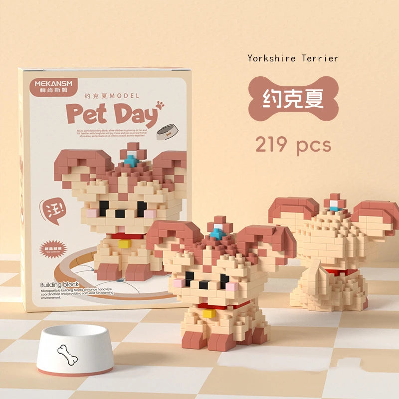 18 Styles Little Dog Cat Cute Pet Small Building Block Model Series Ornaments Children's Toys Miniature Bricks Quick Pick Grocers