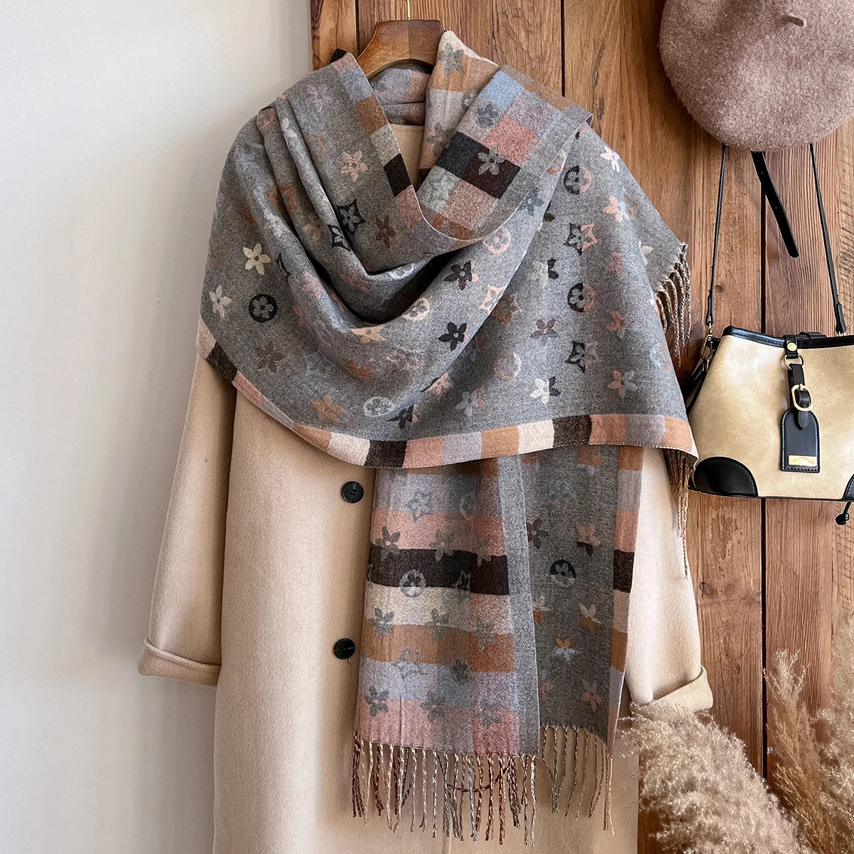 New Brand National Style Cashmere Scarf Winter Women Pashmina Shawls Warm Blanket Wraps Female Foulard Bandana Thick Scarves Quick Pick Grocers