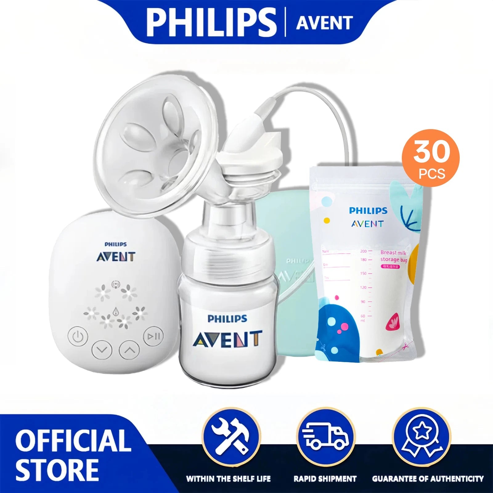 PHILIPS AVENT Portable Single Electric Breast Pump with Smart Massage & Petal Stimulation – Mimics Baby’s Natural Sucking Purest Peak