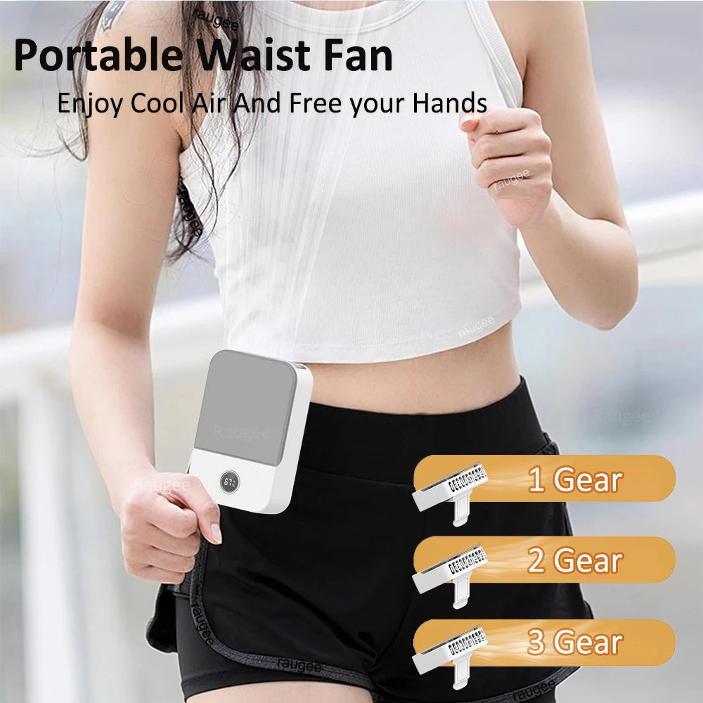 Portable Waist Fan Hanging Neck Fan Mini USB Rechargeable Portable Waist Clip Fan for Outdoor Sports Working Travel Small Fan Quick Pick Grocers