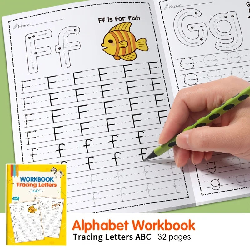 32-Page A-Z Alphabet Practice Book - Interactive Alphabet Learning and Creative Coloring Activities, Develop Writing Skills, Back-To-School Supplies, Easter and Christmas Gifts, Preschool Children, Alphabet Learning Book, Pre Quick Pick Grocers