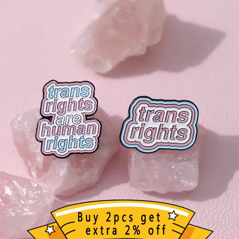 Trans Rights Are Human Right Enamel Pins Custom Trans Women Brooches Lapel Badges Lesbian Gay Jewelry Gift For Loves Friends Quick Pick Grocers