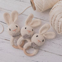 Baby Crochet Rattle Wooden Teether Toy BPA Free Wood Rodent Rabbit Rattle Baby Mobile Play Gym Newborn Educational Music Toys Purest Peak