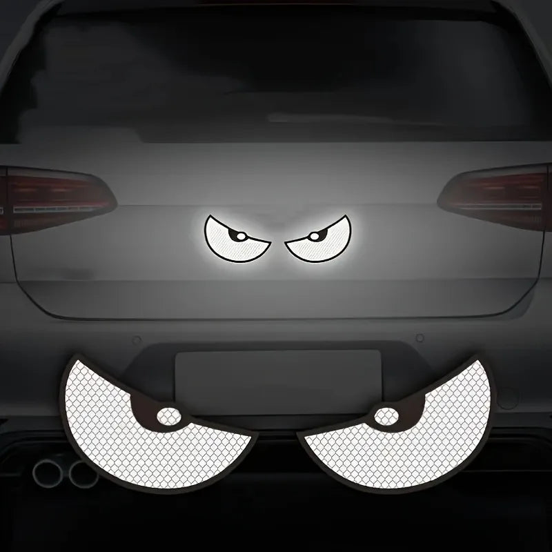 2pcs Car Demon Eye Reflective Stickers Motorcycle Improve Vehicle Visibility At Night And Driving Safety
