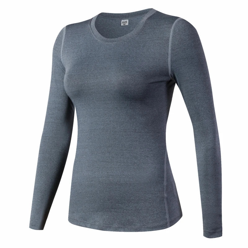 Base Layer Fitness Sport Shirt Quick Dry Women long Sleeves Top Gym jogging lady T-shirt Train Workout Clothing White Yoga Shirt Quick Pick Grocers