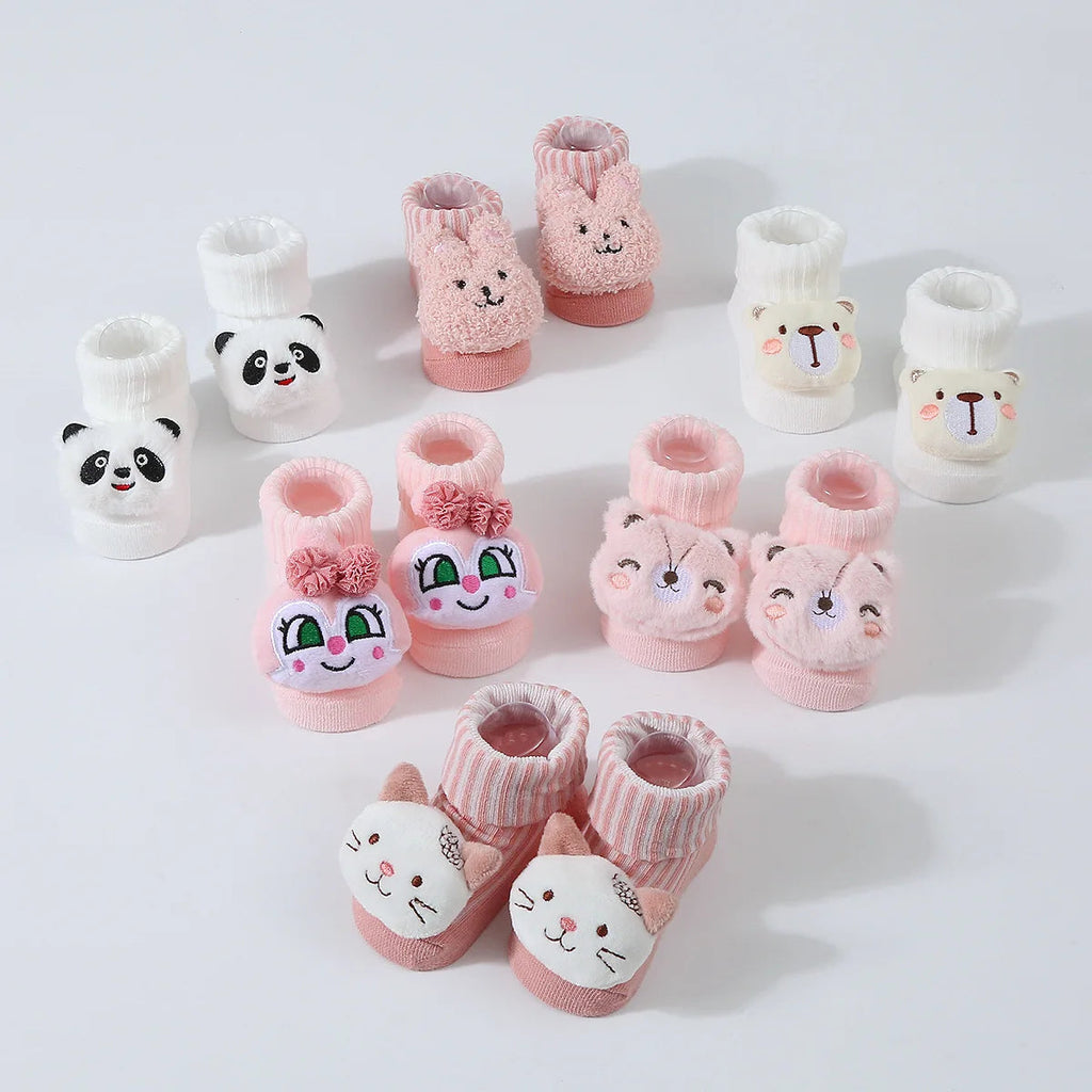 Cute Cartoon Doll Newborn Socks Spring New Baby Soft Solid Prewalker Knitted Sock For Girls Boys Infant Knitting Floor Socks Quick Pick Grocers