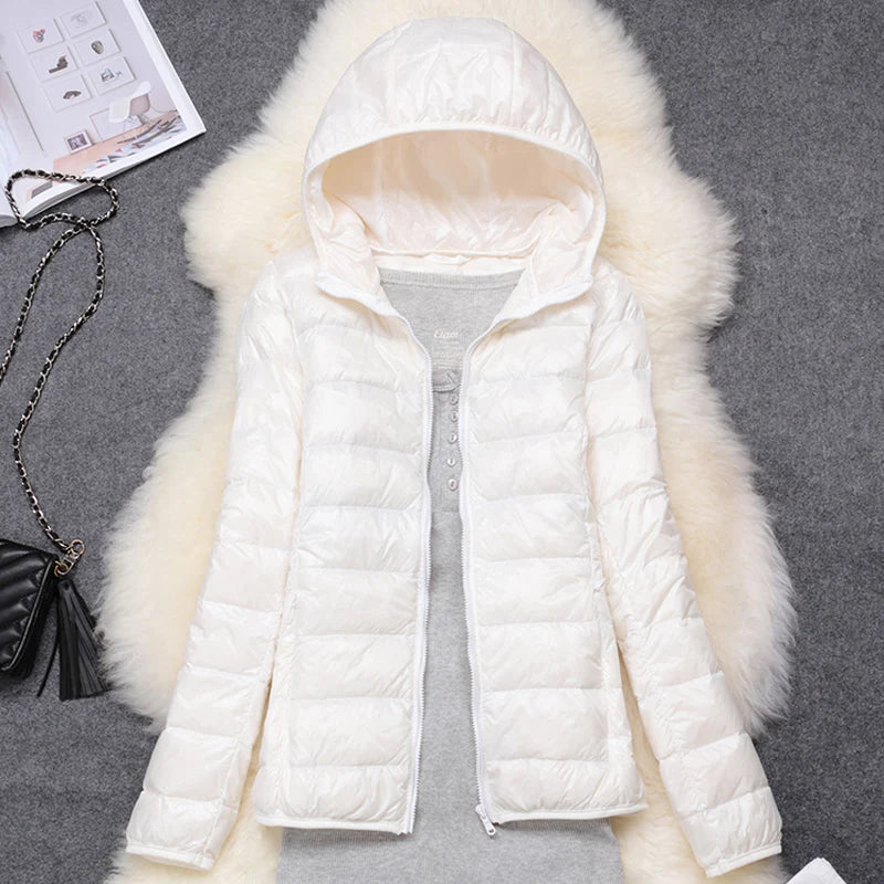 Women Puffer Jacket 15 Colors Plus Size 5XL 6XL 7XL 2025 New Spring Autumn Female Ultra Lightweight Packable Hooded Down Coats Quick Pick Grocers