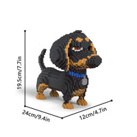 KNEW BUILT Dachshund Dog Model Mini Building Block Toy Set 9 Style for Pet Enthusiasts Teddy Hughes Corgi Collie Pet Style Brick Quick Pick Grocers