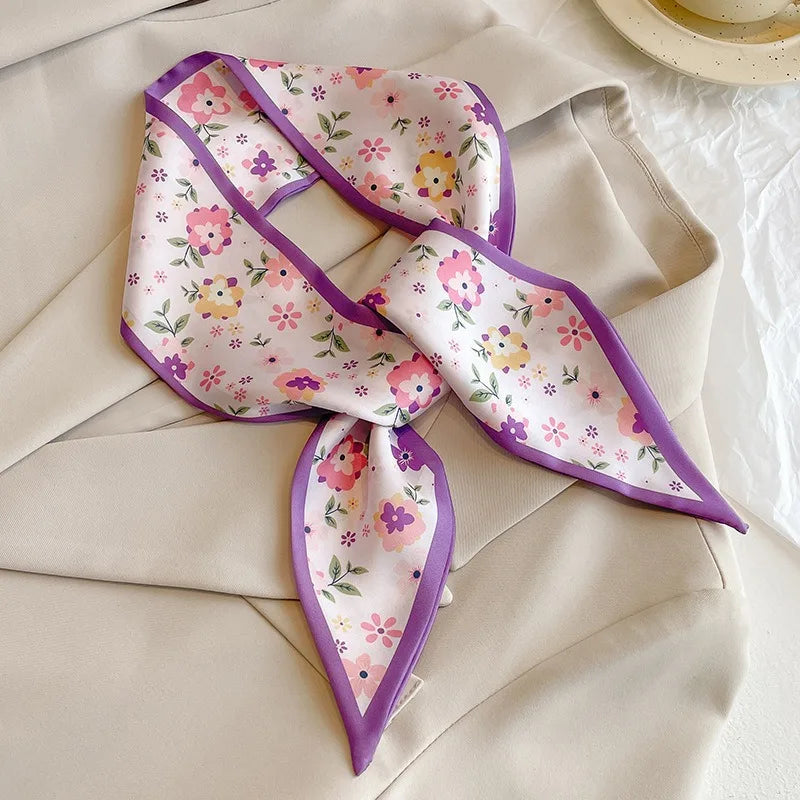 Cashew flower silk scarf, double-sided printed headband, ins decoration, versatile triangle scarf accessories Quick Pick Grocers
