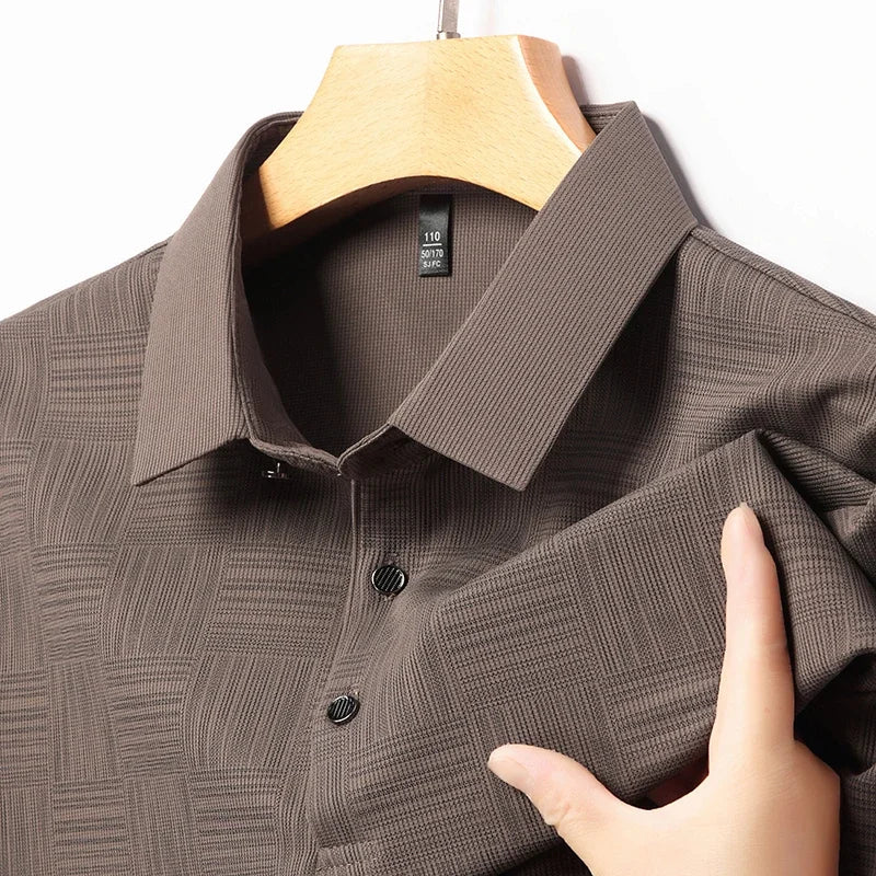 2024 Men's New Printed Business Casual Short sleeved POLO Shirt Fashion Short sleeved Comfortable and Breathable Top Quick Pick Grocers
