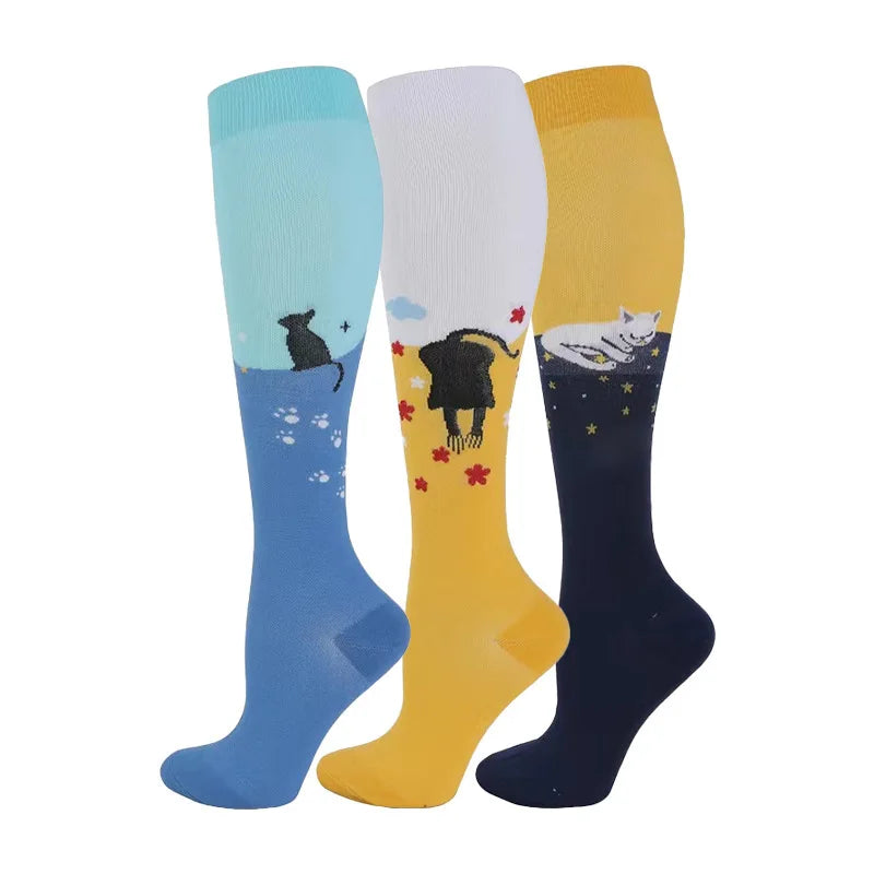 58 Styles 3 Pairs/Pack Compression Socks Knee High 30MmHg  Women Men Sports Socks Edema Diabetes Varicose Veins Running Socks Quick Pick Grocers