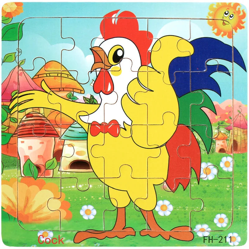 New 20 Piece Wooden 3d Puzzle Cartoon Animal Vehicle Jigsaw Puzzle Montessori Educational Toys For Kids 3-6 Years Old Quick Pick Grocers