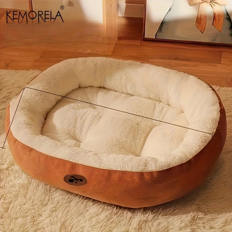 Plush Oval Pet Bed for Dogs and Cats, Thickened achine Washable All-Season Dog Cat Cushion for Small Medium Large Breeds Quick Pick Grocers