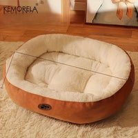 Plush Oval Pet Bed for Dogs and Cats, Thickened achine Washable All-Season Dog Cat Cushion for Small Medium Large Breeds Quick Pick Grocers