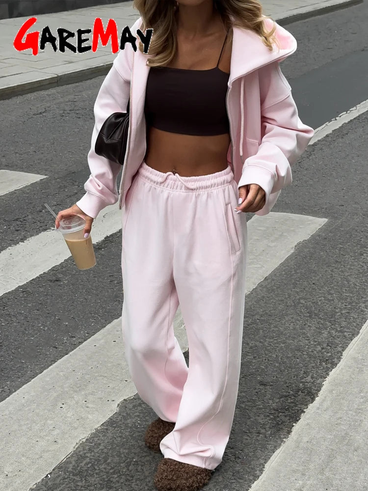 Beautiful Women's Tracksuits with A Zipper and A Hood Trousers Pink Two Piece Set Women Blue Classic Pant Sports Suit for Spring Quick Pick Grocers