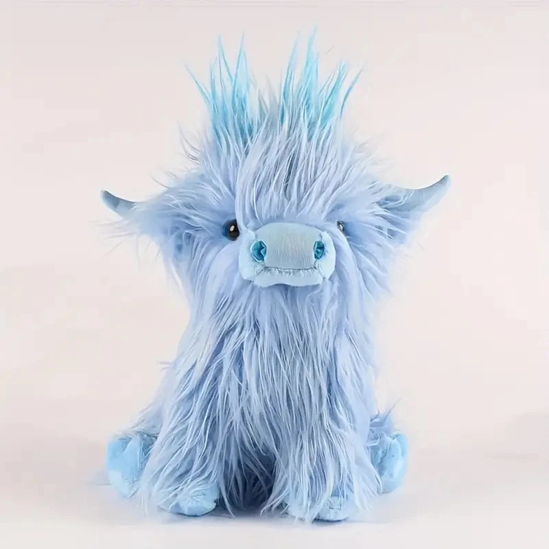 30cm Simulation Kyloe Cream Highland Cow Animal Plush Doll Soft Stuffed Highland Cow Cattlle Plushie Gift for Kids Boys Girls Econic Blanks