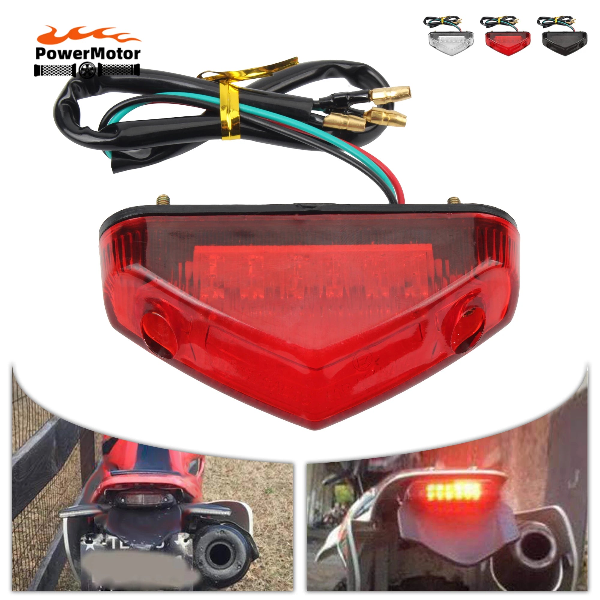 Universal 12V Motorcycle Tail Light License Plate Lamp Brake Stop Lights For Scooters Mopeds Motocross Dirt Bike Accessories