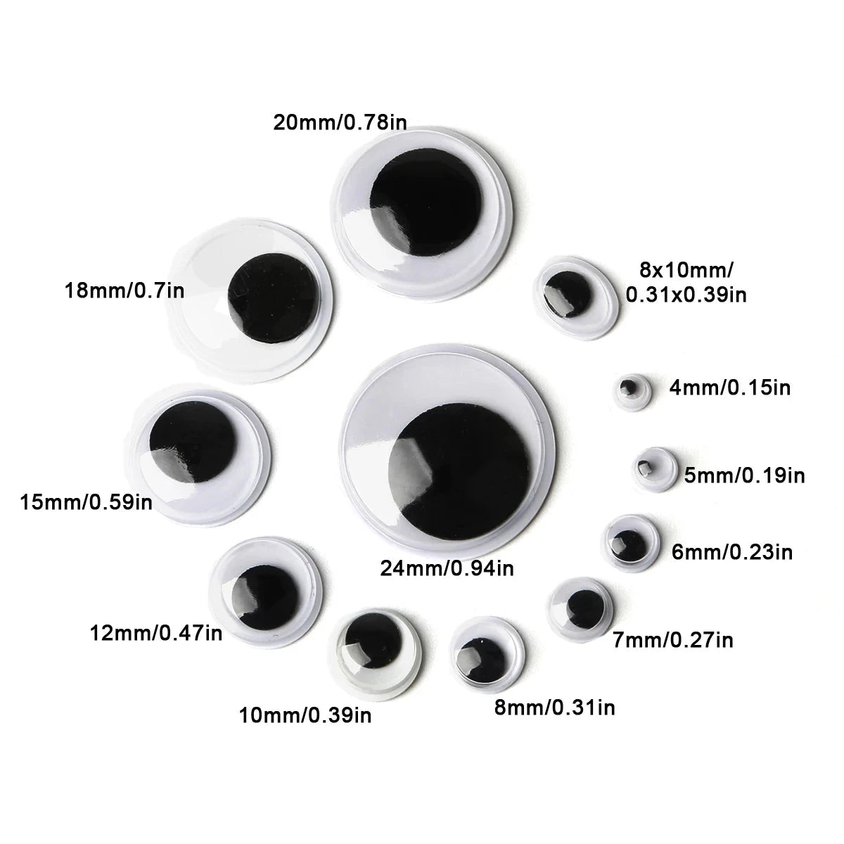 100pcs/200/550pcs Self-adhesive Googly Wiggle Eyes for DIY Scrapbooking Crafts Projects DIY Dolls Accessories Eyes Handmade Toys Econic Blanks