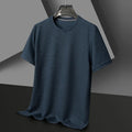 New Summer Waffle Round Neck Short Sleeved T-shirt for Men's Short Sleeved Top Quick Pick Grocers